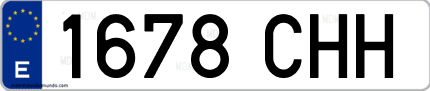 Ejemplo de matrícula de coche ordinaria 1678 CHH