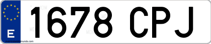 Ejemplo de matrícula de coche ordinaria 1678 CPJ