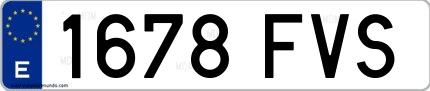 Ejemplo de matrícula española 1678 FVS
