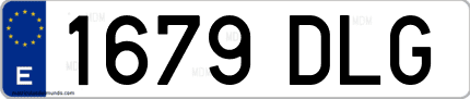 Ejemplo de matrícula de coche ordinaria 1679 DLG