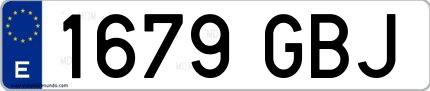 Ejemplo de matrícula española 1679 GBJ