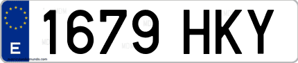 Ejemplo de matrícula de coche ordinaria 1679 HKY