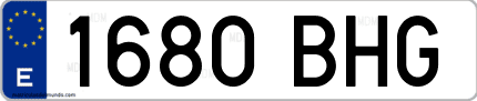 Ejemplo de matrícula de coche ordinaria 1680 BHG