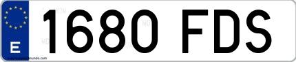 Ejemplo de matrícula española 1680 FDS