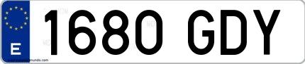 Ejemplo de matrícula española 1680 GDY