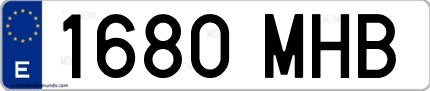 Ejemplo de matrícula de coche ordinaria 1680 MHB