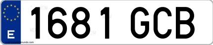 Ejemplo de matrícula española 1681 GCB