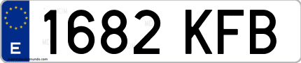 Ejemplo de matrícula de coche ordinaria 1682 KFB