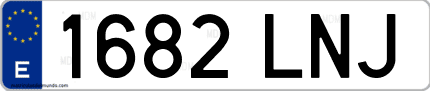 Ejemplo de matrícula de coche ordinaria 1682 LNJ