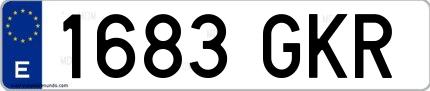 Ejemplo de matrícula española 1683 GKR