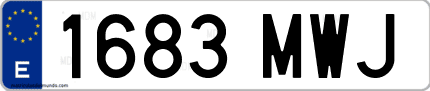Ejemplo de matrícula de coche ordinaria 1683 MWJ
