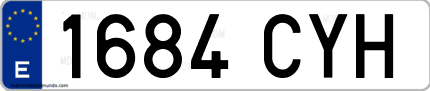 Ejemplo de matrícula de coche ordinaria 1684 CYH