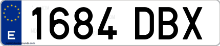 Ejemplo de matrícula de coche ordinaria 1684 DBX