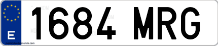 Ejemplo de matrícula de coche ordinaria 1684 MRG