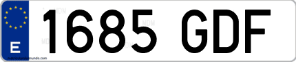 Ejemplo de matrícula de coche ordinaria 1685 GDF