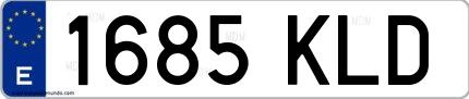 Ejemplo de matrícula española 1685 KLD