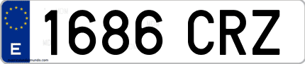 Ejemplo de matrícula de coche ordinaria 1686 CRZ