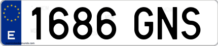 Ejemplo de matrícula de coche ordinaria 1686 GNS