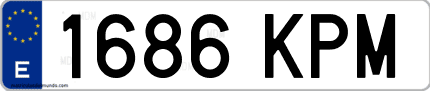 Ejemplo de matrícula de coche ordinaria 1686 KPM