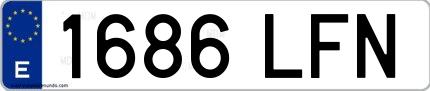 Ejemplo de matrícula española 1686 LFN