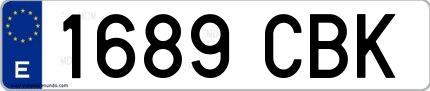 Ejemplo de matrícula española 1689 CBK