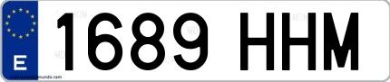 Ejemplo de matrícula española 1689 HHM