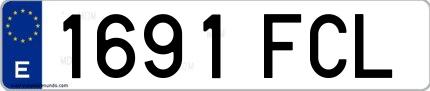 Ejemplo de matrícula española 1691 FCL