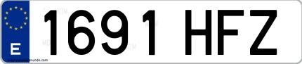 Ejemplo de matrícula española 1691 HFZ