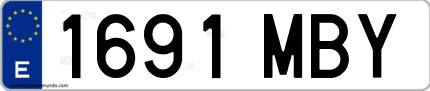 Ejemplo de matrícula de coche ordinaria 1691 MBY