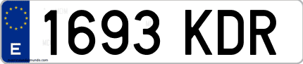 Ejemplo de matrícula de coche ordinaria 1693 KDR
