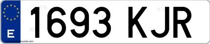 Ejemplo de matrícula española 1693 KJR