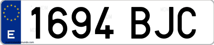 Ejemplo de matrícula de coche ordinaria 1694 BJC