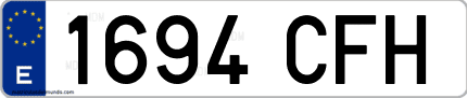 Ejemplo de matrícula de coche ordinaria 1694 CFH