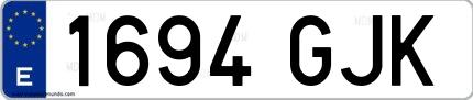 Ejemplo de matrícula española 1694 GJK