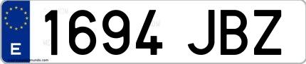 Ejemplo de matrícula española 1694 JBZ