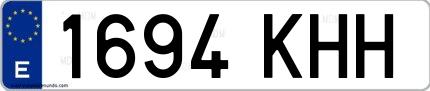 Ejemplo de matrícula española 1694 KHH