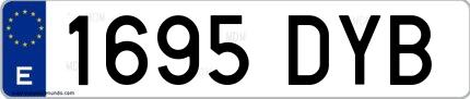 Ejemplo de matrícula española 1695 DYB