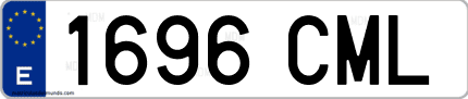 Ejemplo de matrícula de coche ordinaria 1696 CML