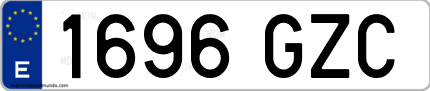 Ejemplo de matrícula de coche ordinaria 1696 GZC