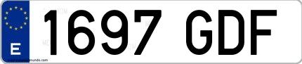 Ejemplo de matrícula española 1697 GDF