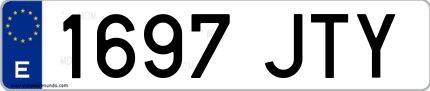 Ejemplo de matrícula española 1697 JTY