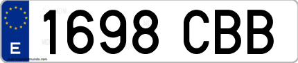 Ejemplo de matrícula de coche ordinaria 1698 CBB