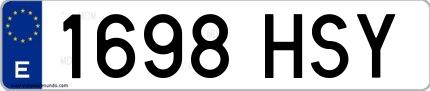 Ejemplo de matrícula española 1698 HSY
