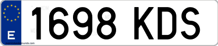 Ejemplo de matrícula de coche ordinaria 1698 KDS