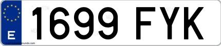 Ejemplo de matrícula española 1699 FYK