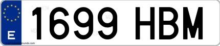 Ejemplo de matrícula española 1699 HBM