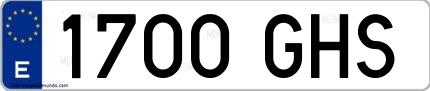 Ejemplo de matrícula española 1700 GHS
