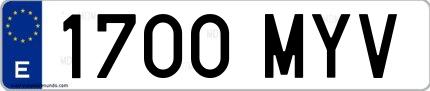 Ejemplo de matrícula española 1700 MYV