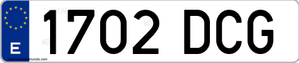 Ejemplo de matrícula de coche ordinaria 1702 DCG