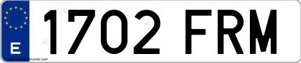 Ejemplo de matrícula española 1702 FRM
